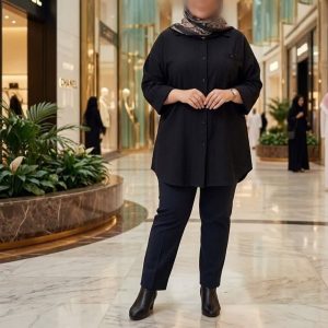 مانتو شومیز مشکی نخی
